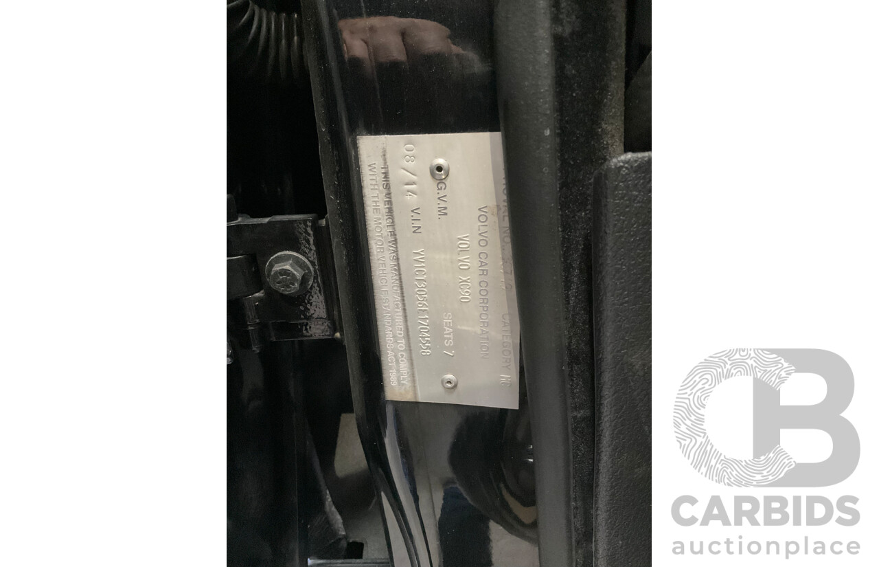 08/2014 Volvo XC90 D5 R-Design (AWD) MY14 4d Wagon Black Sapphire Metallic Turbo Diesel 2.4L