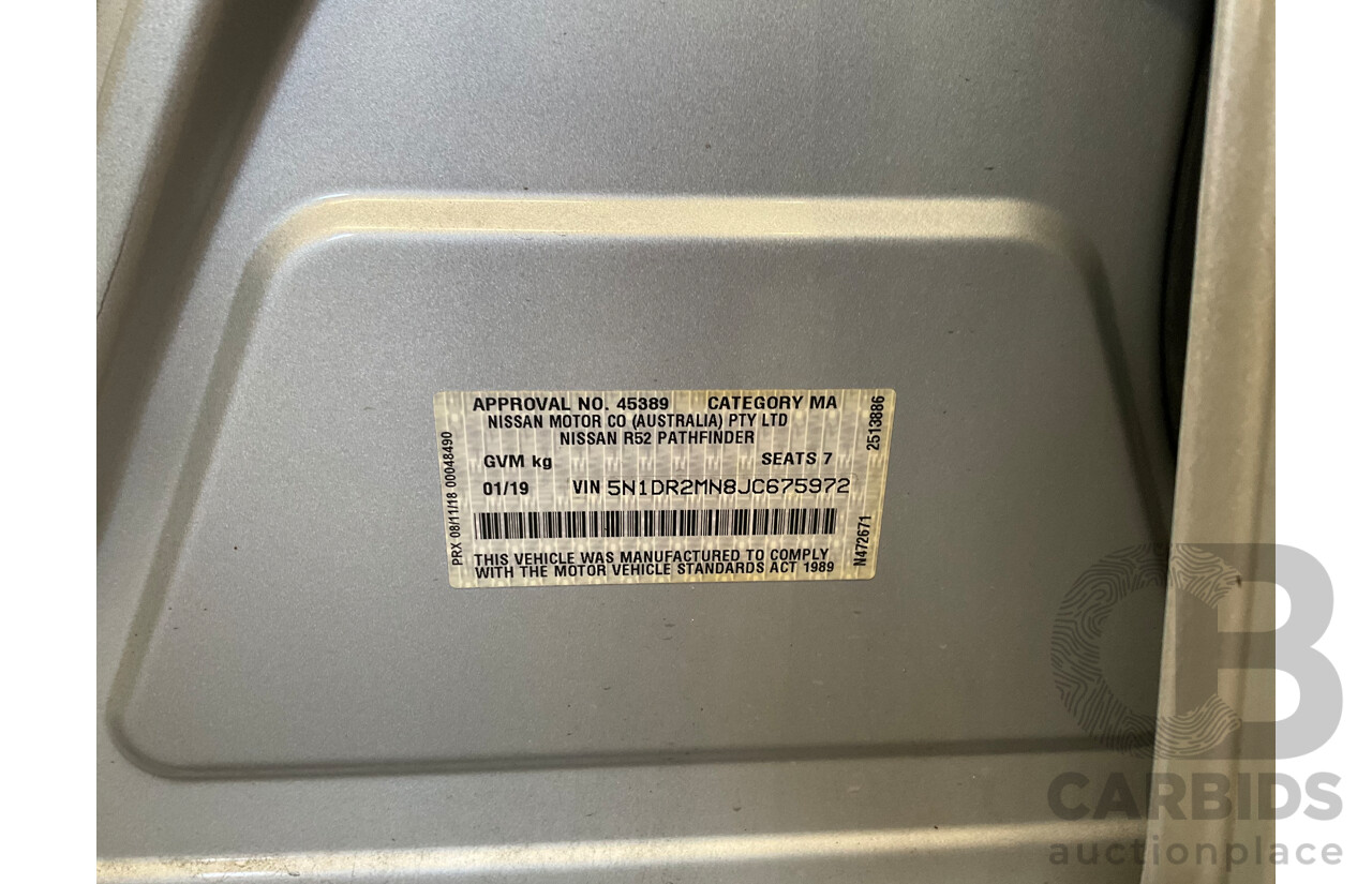 01/2019 Nissan Pathfinder ST (FWD) R52 MY17 Series 2 4d Wagon Brilliant Silver Metallic V6 3.5L