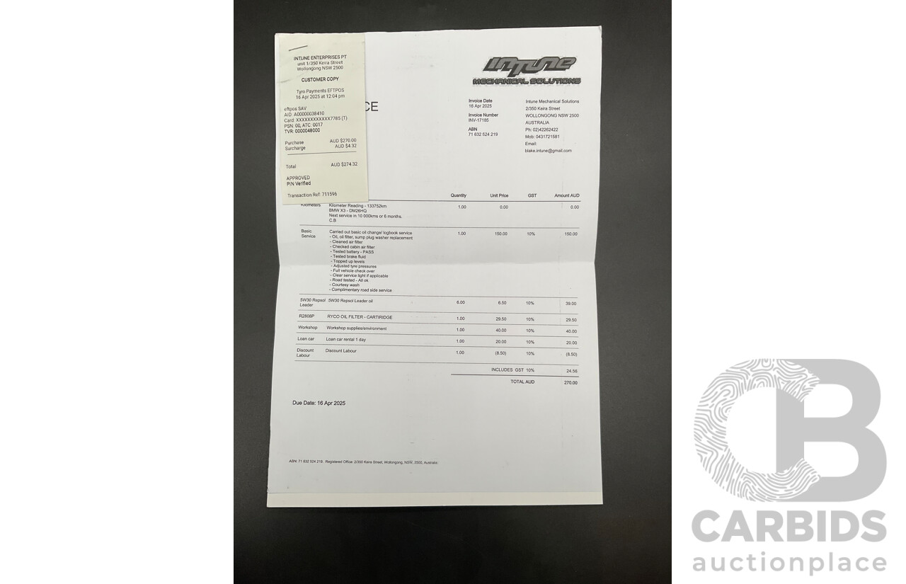 5/2012 BMW X3 xDrive30d F25 4d Wagon Space Grey Metallic Turbo Diesel 3.0L