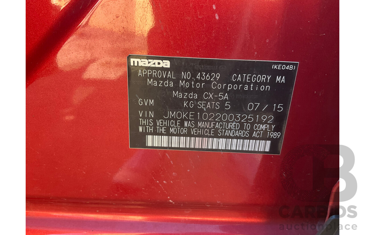 7/2015 Mazda Cx-5 Akera (4x4) MY15 4d Wagon Red 2.2L