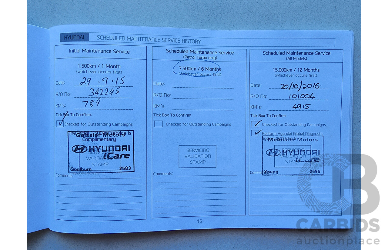 7/2015 Hyundai i30 Premium 1.6 CRDi GD3 SERIES 2 5d Hatchback White 1.6L