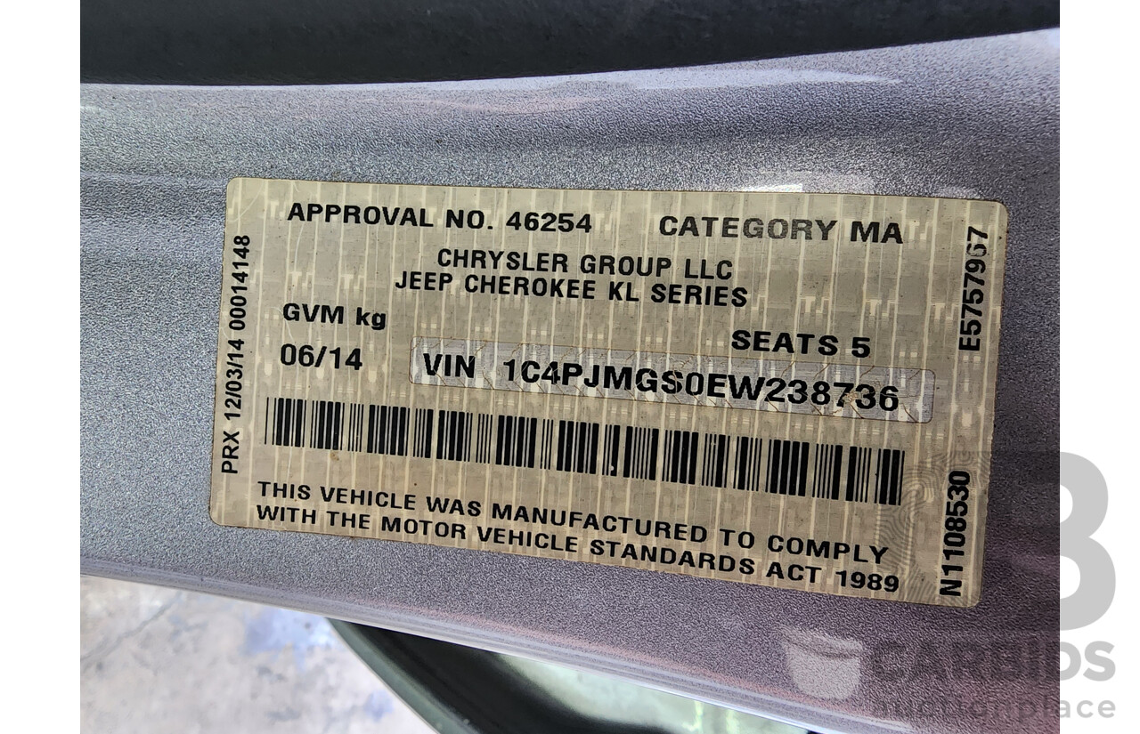 6/2014 Jeep Cherokee Longitude (4x4) KL MY15 4d Wagon Silver 3.2L