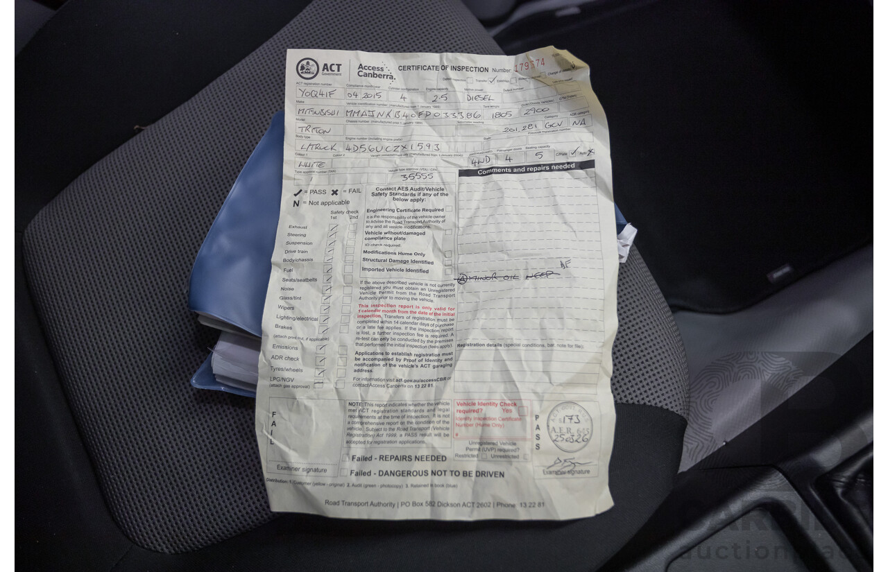 04/2015 Mitsubishi Triton GLX (4x4) MY15 Double Cab Utility White Turbo Diesel 2.5L