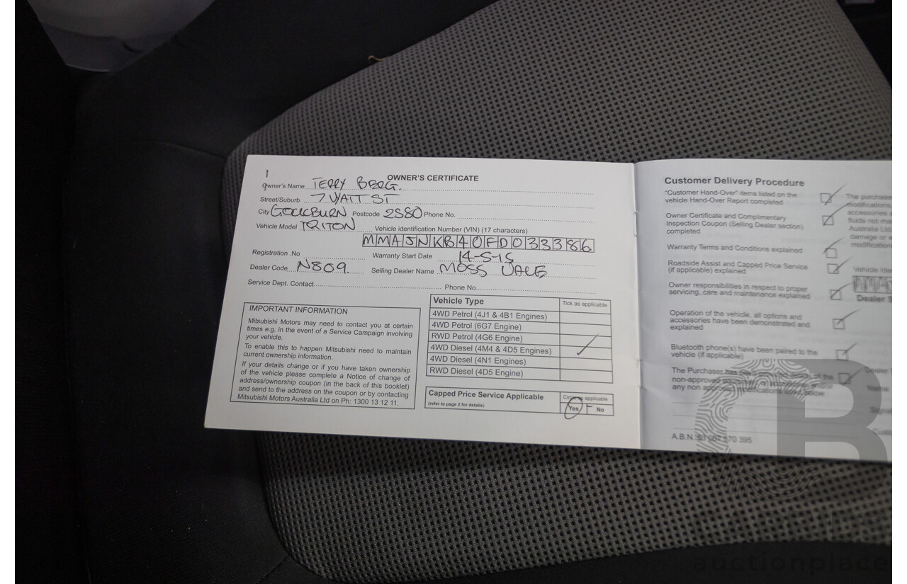 04/2015 Mitsubishi Triton GLX (4x4) MY15 Double Cab Utility White Turbo Diesel 2.5L