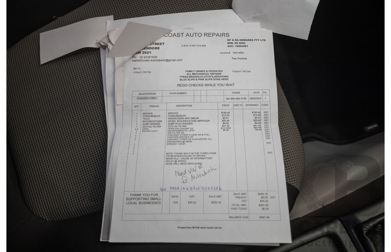 04/2015 Mitsubishi Triton GLX (4x4) MY15 Double Cab Utility White Turbo Diesel 2.5L