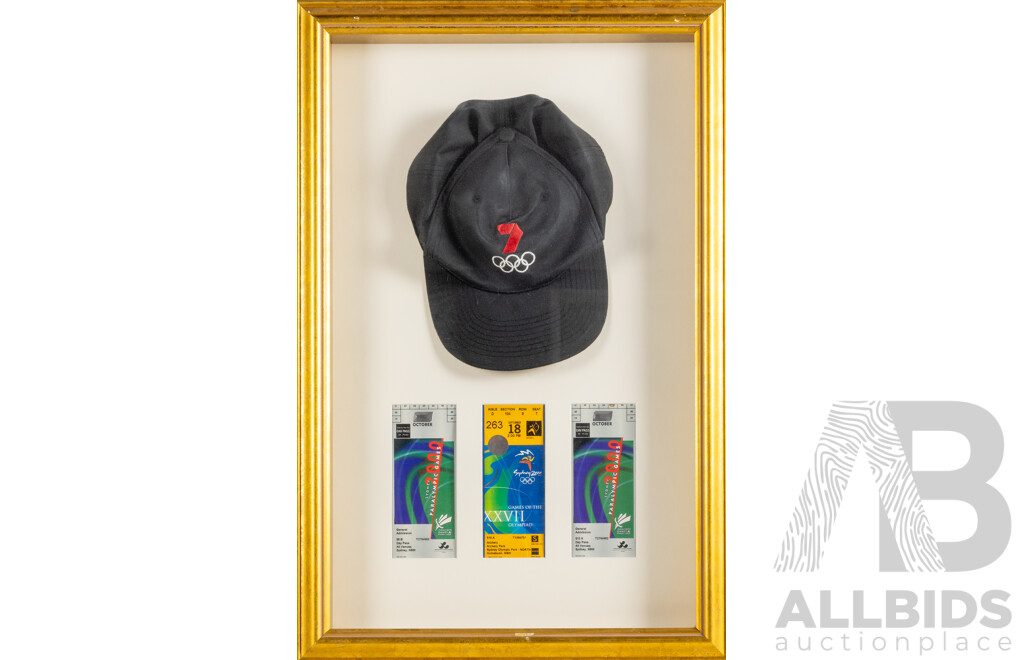 Framed Sydney 2000 Paralympics Games Passes and Chanel 7 Cap