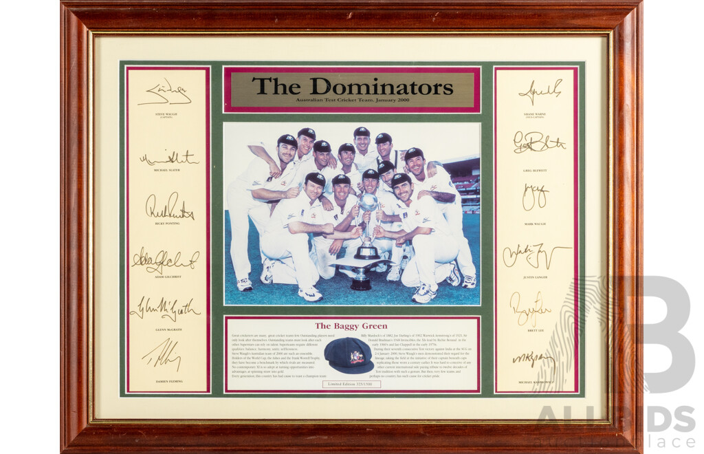 The Dominators, Framed Signatures of Australian Test Cricket Team, 2000