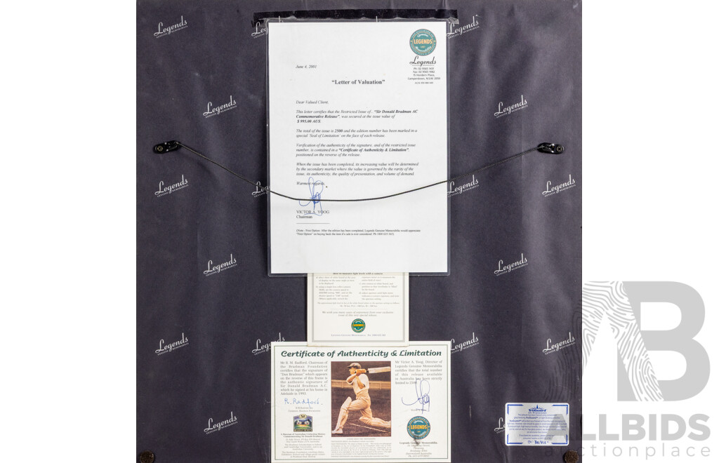 Sir Donald Bradman Hand Signed Commemorative Release, Limited Edition with COA