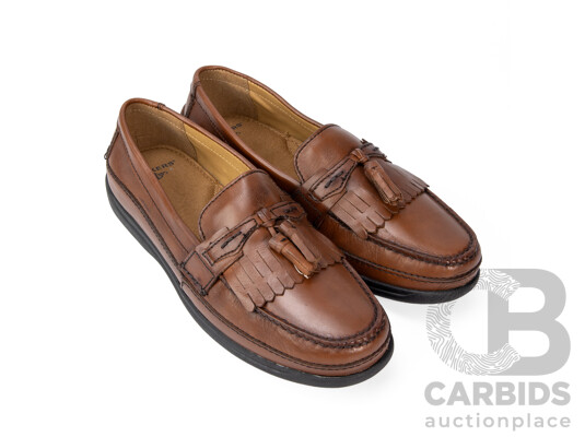 Pair of Dockers Men's Brown Leather Tassel Loafers, Size 12