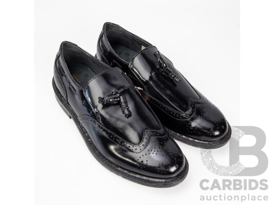 Pair of Executive Imperials Men's Black Leather Dress Loafers, Size 11.5