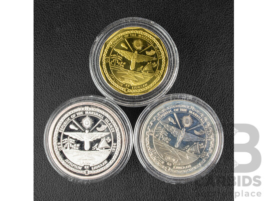 Republic of the Marshall Islands 1996 Elvis Presley Three Coin Set Including Silver Fifty Dollar .999