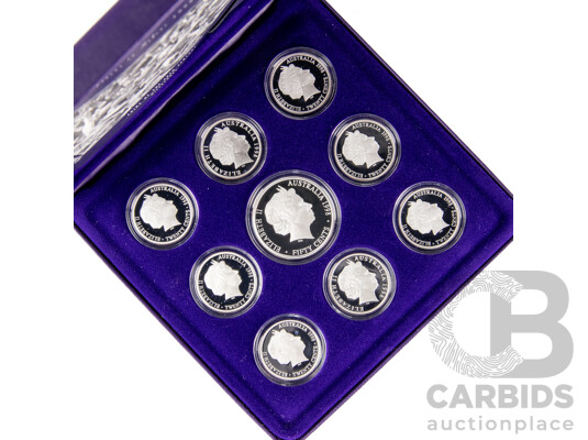 Australian RAM 1998 Nine Silver Coin Set, Coins of the 20th Century - Master Pieces in Silver .999