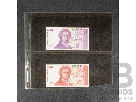 Collection of Vintage Croatian Banknotes