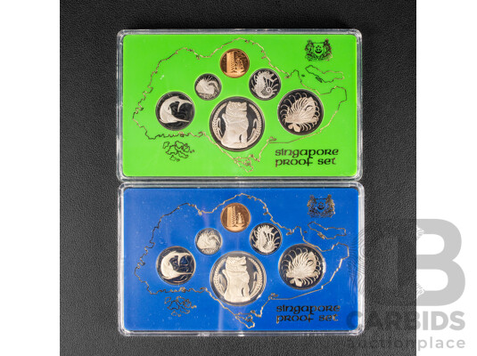 Singapore 1976 and 1977 Six Proof Coin Sets