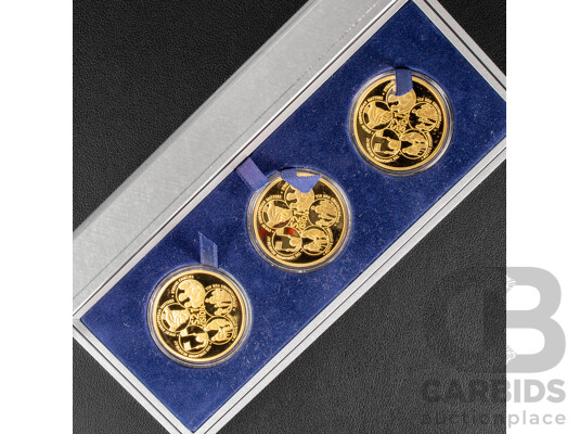 Singapore 2001 24k Plated Three Medal Set, National Day Parade