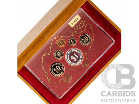 Singapore 1982 Six Proof Coin Set Including Silver One Dollar Coin .925