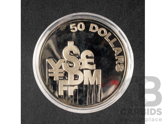 Singapore 1981 Silver Proof Fifty Dollar Coin, International Financial Center .500