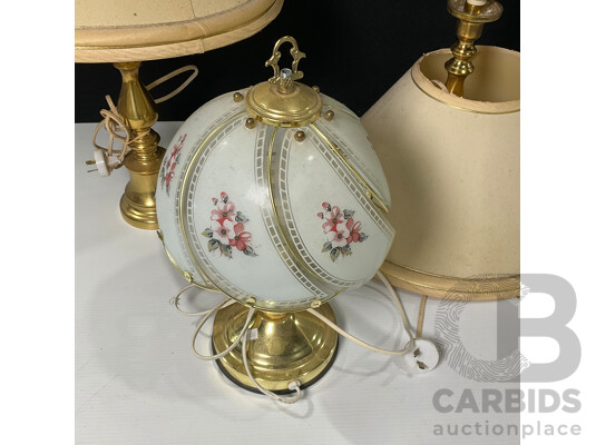 Collection of Three Brass Lamps