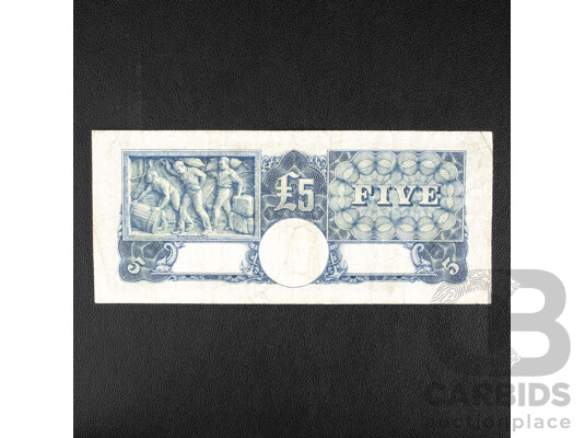 Australian 1949 Five Pound Note, R47 Coombs/Watt, R93 089343