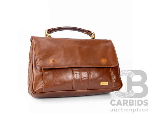 Annapelle Buffalo Hyde Brown Leather Briefcase Handbag