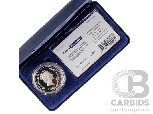 Australian Perth Mint 1998 Silver Proof One Dollar Coin and Five Dollar Phone Card Set, The Australian Kookaburra