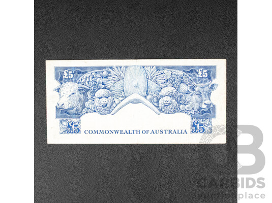 Australian 1959 Five Pound Note, R49 Coombs/Wilson TA 77 115242