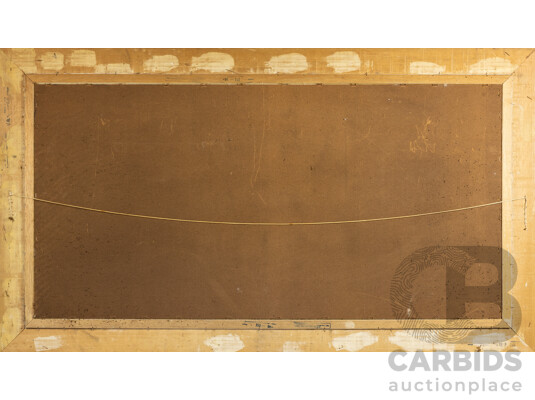 Millet (20th Century), The Quiet Valley Cabin, Original Vintage Oil on Canvas Board, 82H x 140W cm (frame)