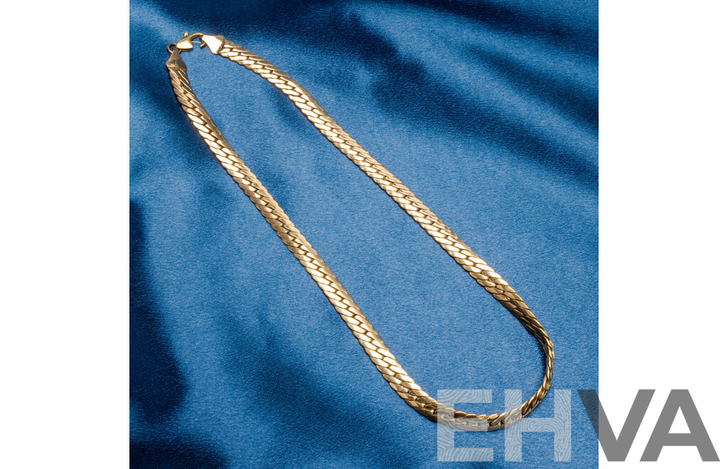 9ct Yellow Gold Flat Curb Necklace. Length - 45cms