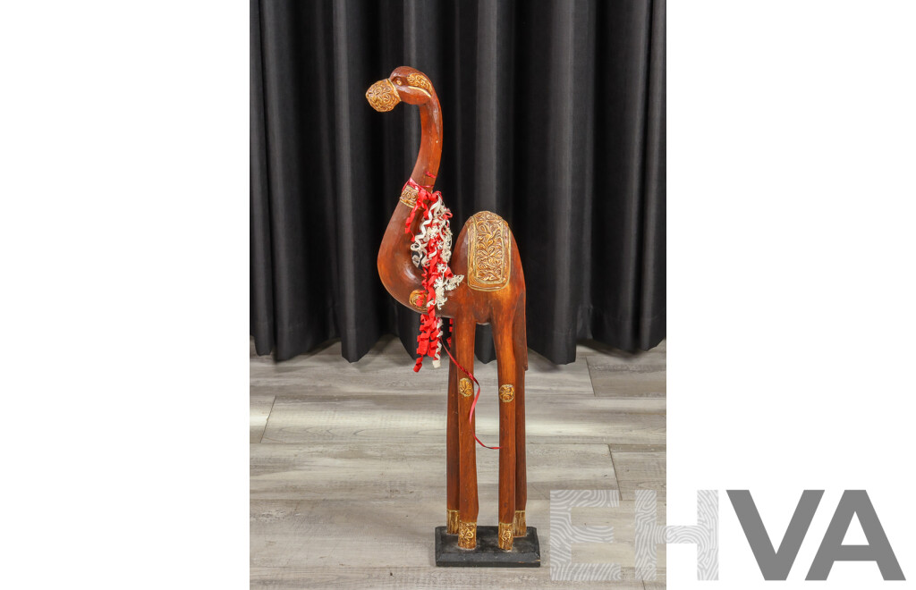 Hand-carved Wooden Camel Sculpture
