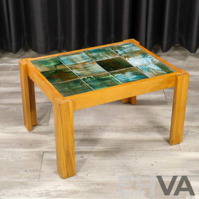 Vintage Timber Coffee Table with Glazed Tile Top