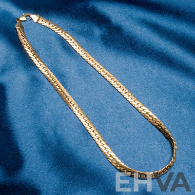9ct Yellow Gold Flat Curb Necklace. Length - 45cms