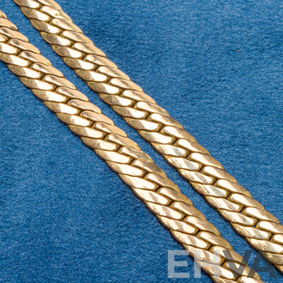 9ct Yellow Gold Flat Curb Necklace. Length - 45cms