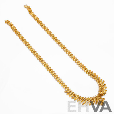 22ct Yellow Gold Chevron Fringe Necklace, Mustafa’s, Singapore (48.83g)