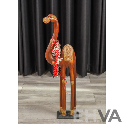 Hand-carved Wooden Camel Sculpture