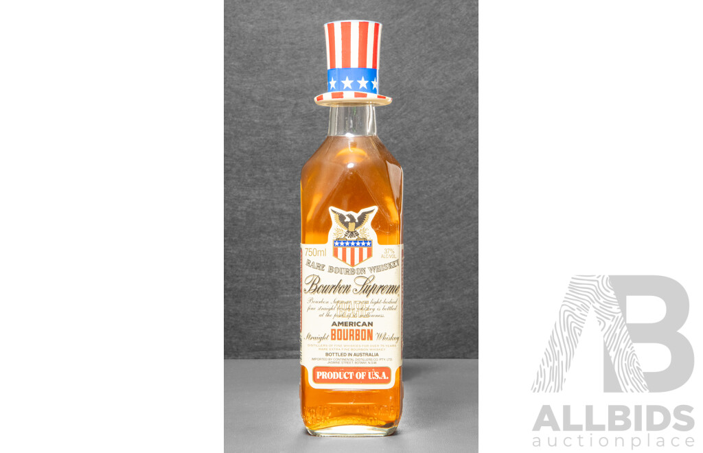 Bourbon Supreme American Bourbon Whiskey with Patriotic Top Hat