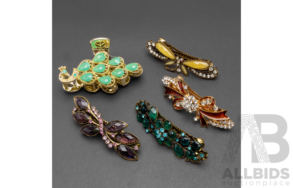 Collection of Costume Hair Clips. Lot of 5