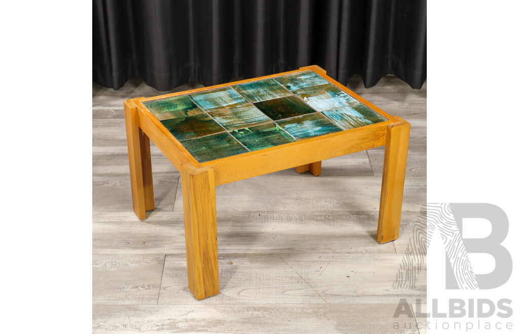 Vintage Timber Coffee Table with Glazed Tile Top