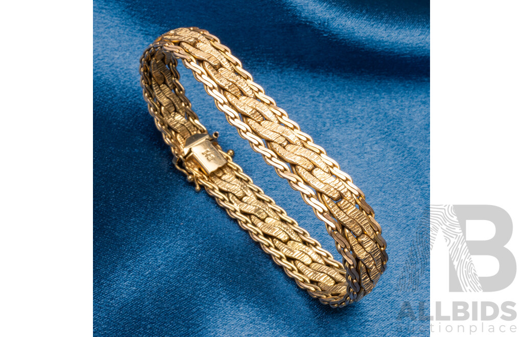 9ct Yellow Gold Woven Multi-Link Bracelet, UnoAErre, Italy (23.08g)