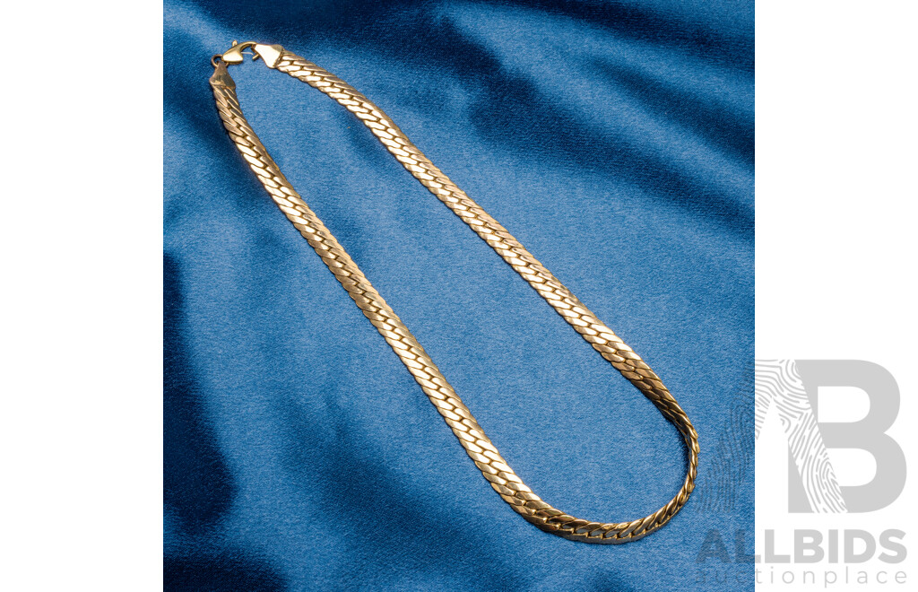 9ct Yellow Gold Flat Curb Necklace. Length - 45cms