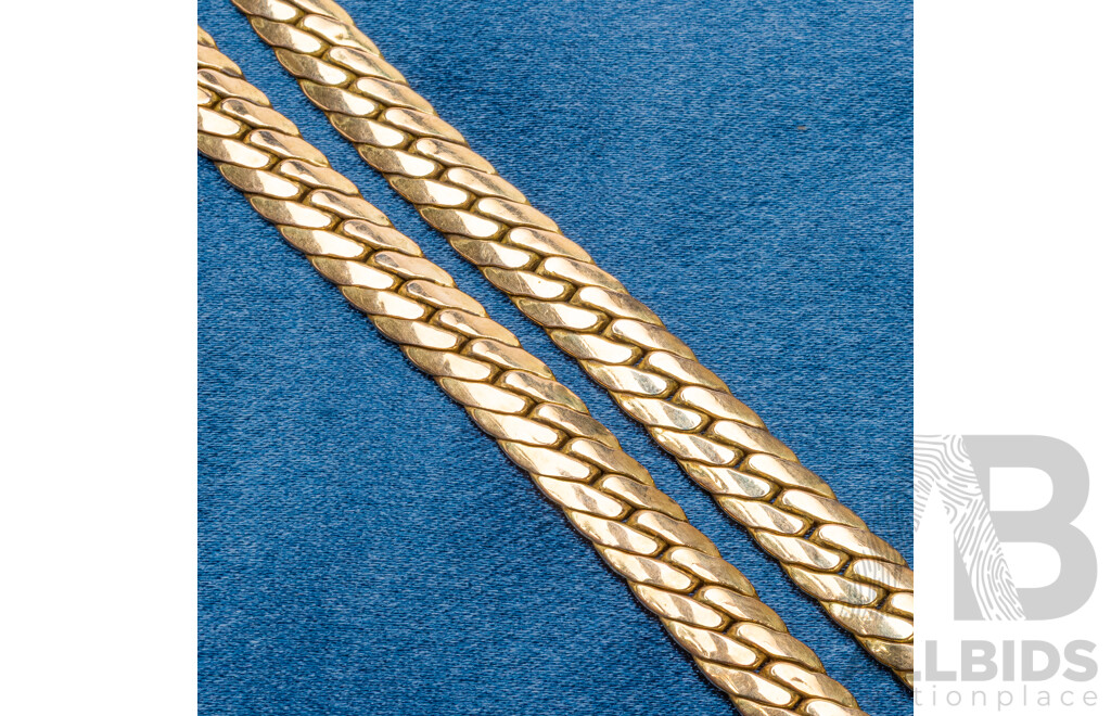 9ct Yellow Gold Flat Curb Necklace. Length - 45cms