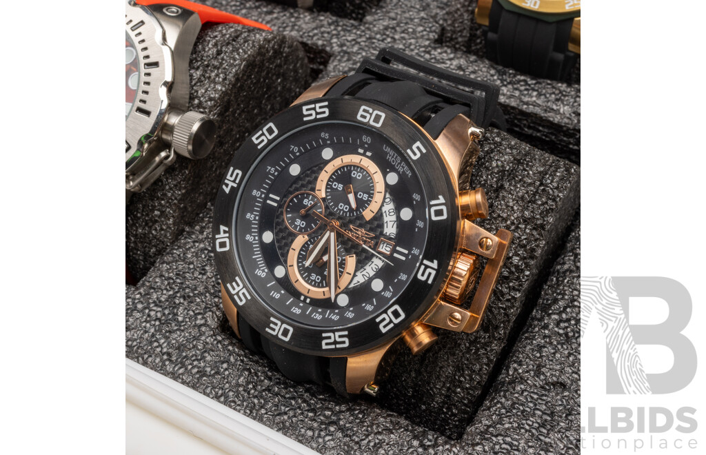 Men's Specialty Collection of Invicta Watches in Designated Hard Case - Lot of 8