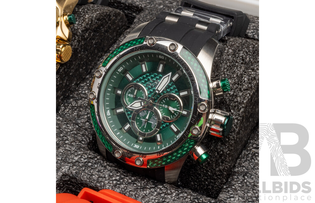 Men's Specialty Collection of Invicta Watches in Designated Hard Case - Lot of 8