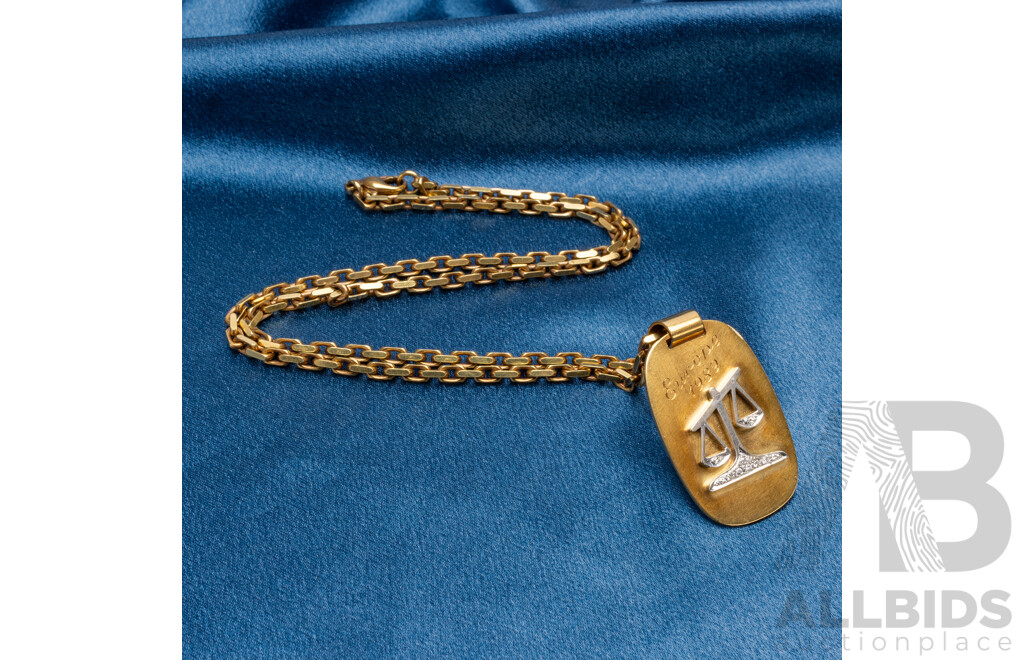 18ct Yellow Gold Handmade Necklace and Pendant with Diamond Balance - 39.67gms