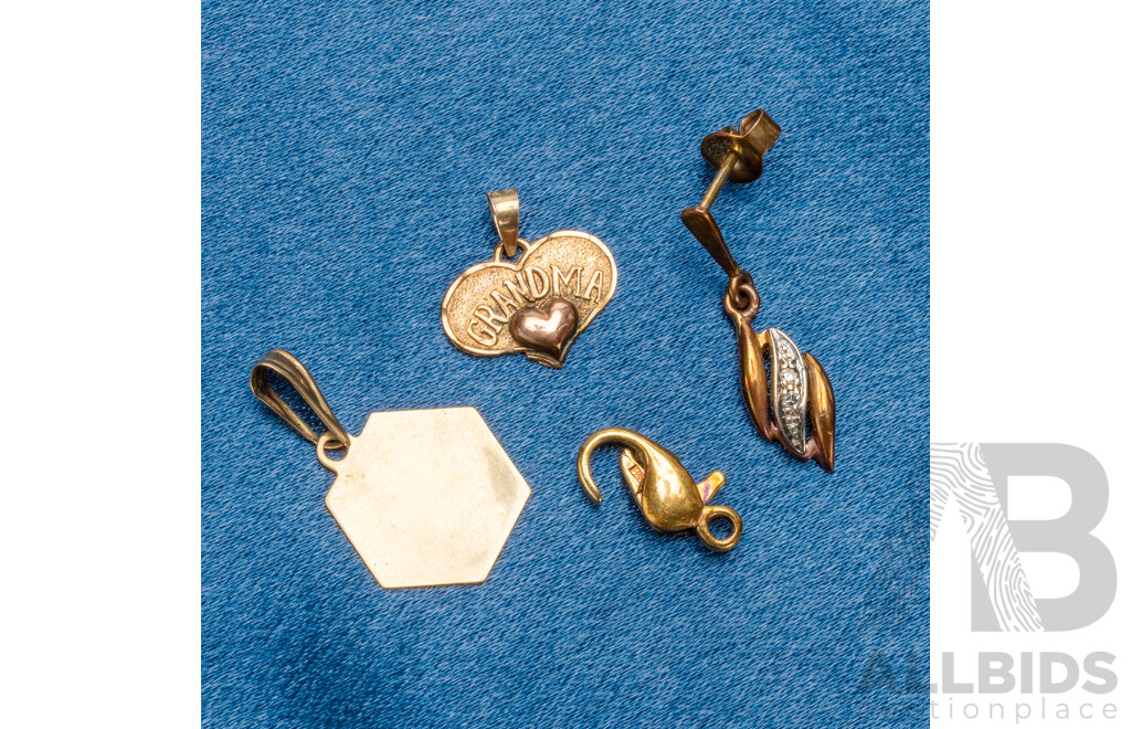 9ct/14ct/18ct Scrap Gold. Lot of 4