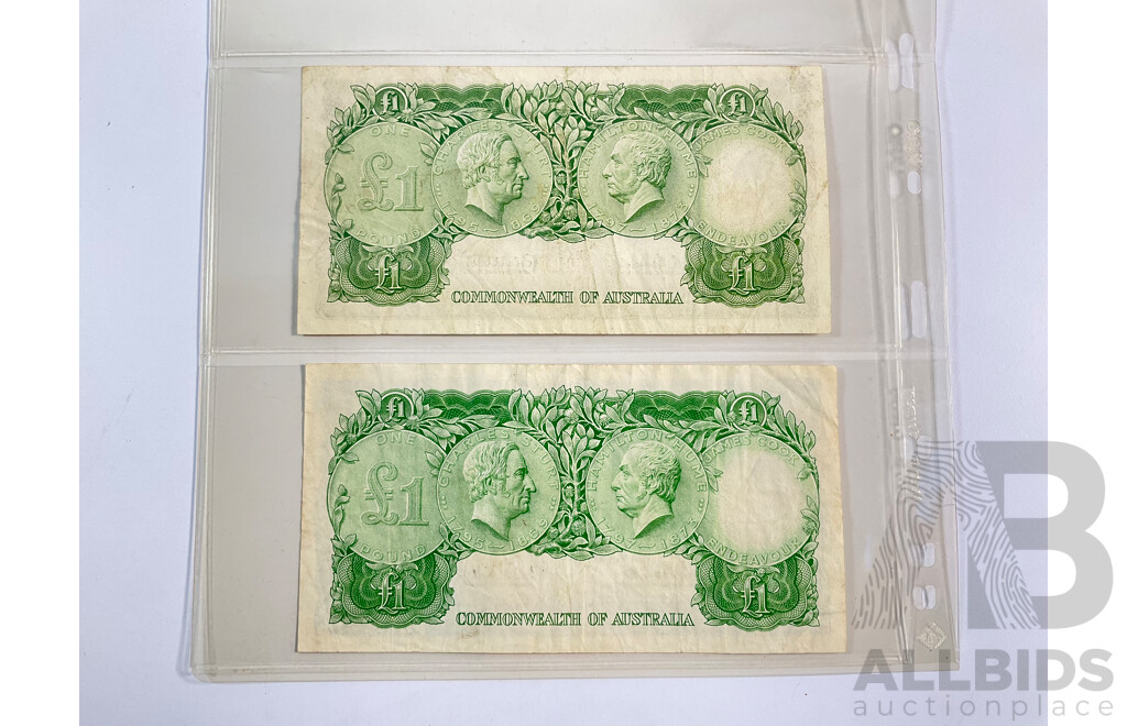 Two Australian One Pound Notes, Coombs/Wilson R34