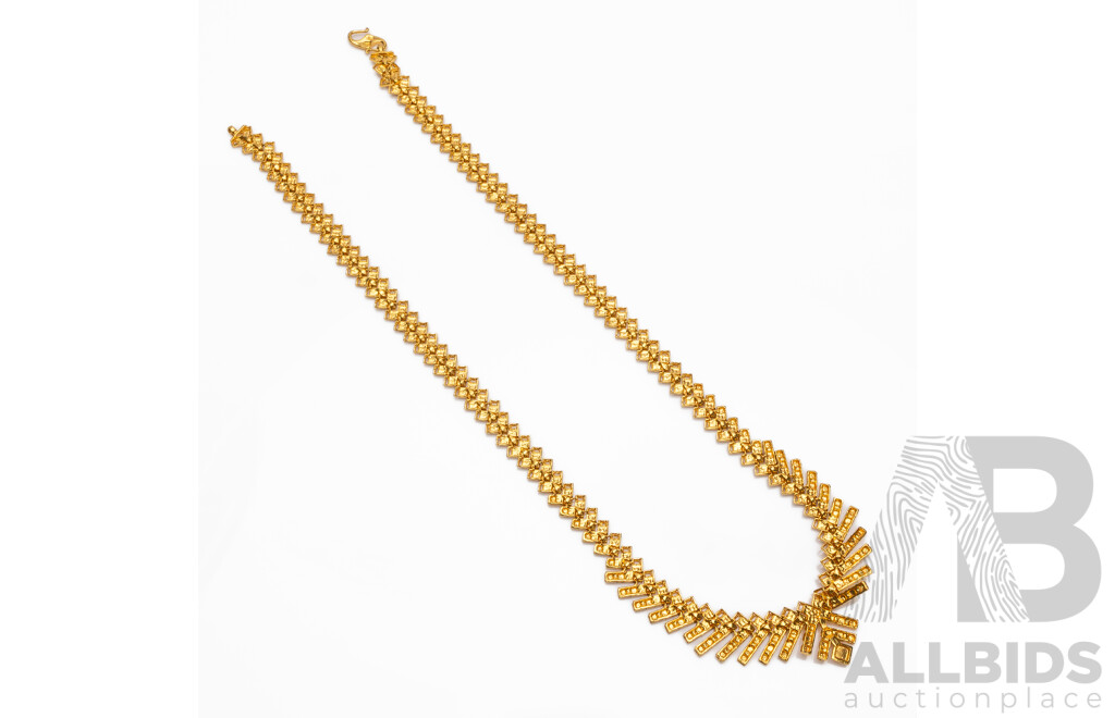 22ct Yellow Gold Chevron Fringe Necklace, Mustafa’s, Singapore (48.83g)