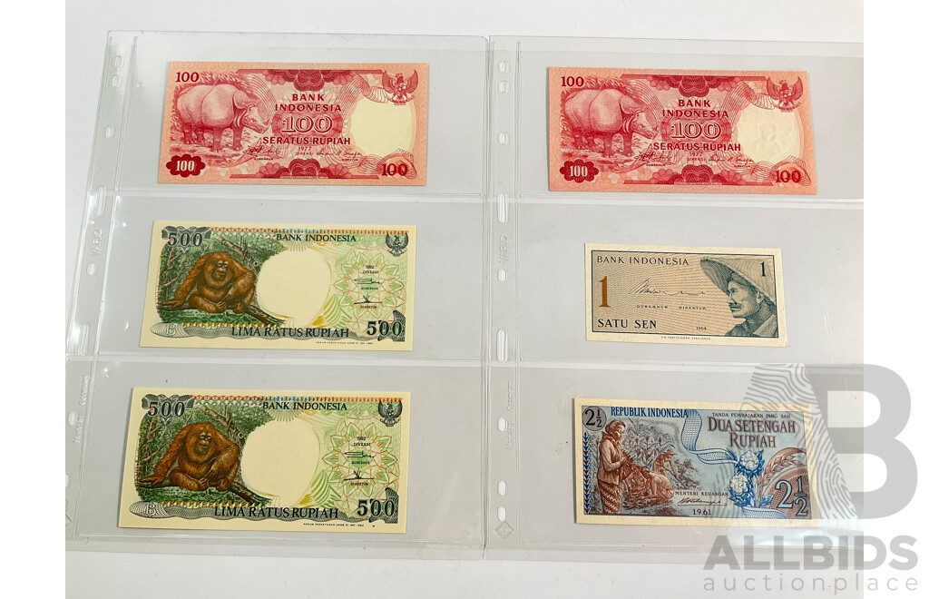 Collection of Vietnam and Indonesia Banknotes Including Consecutive