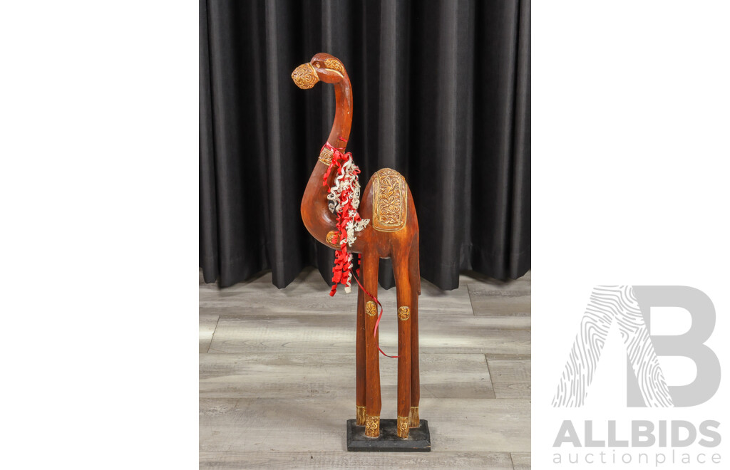 Hand-carved Wooden Camel Sculpture
