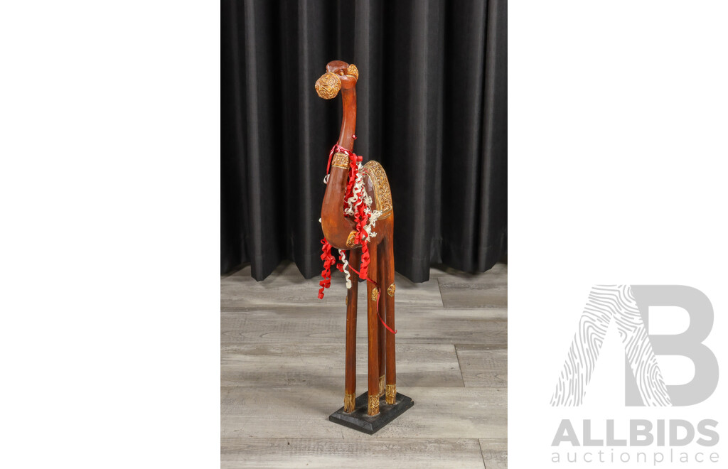 Hand-carved Wooden Camel Sculpture