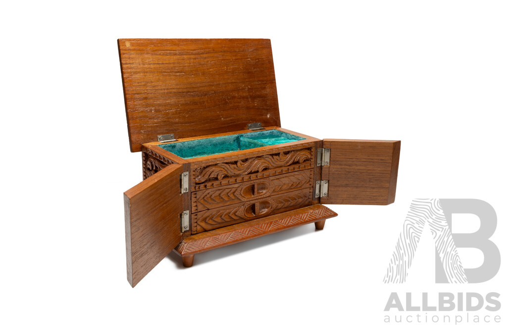 Hand Carved Wooden Jewellery Box